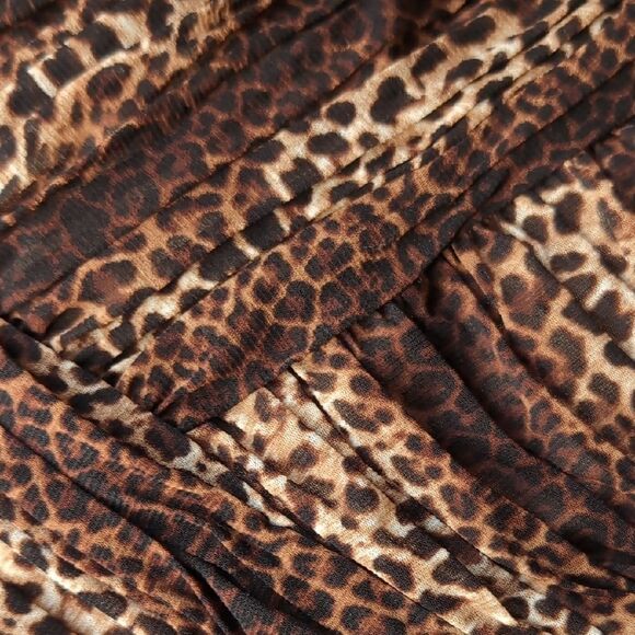 SUE WONG ANIMAL PRINT Draped Ruched ONE-SHOULDER SHEATH DRESS sz 8 - Picture 3 of 12